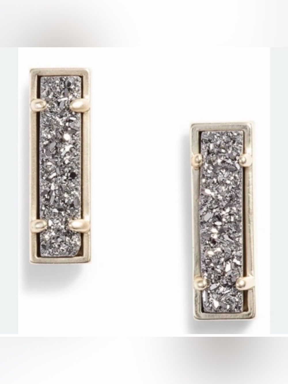 Kendra Scott Lady Platinum Drusy Gold Stud Earrings NWT
